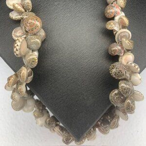 Natural Shell Cluster Chunky Beachy Boho Lei Statement Necklace